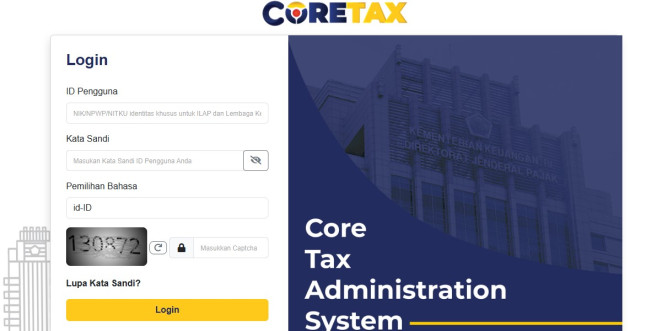 Tampilan halaman Coretax. (ditjen pajak)